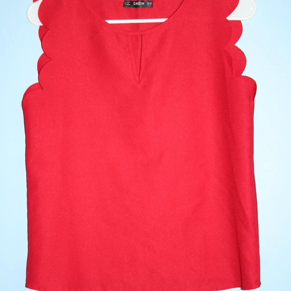 SHEIN Red High Neck Key-Hole Neckline Flutter Sleeves XS - Picture 3 of 13